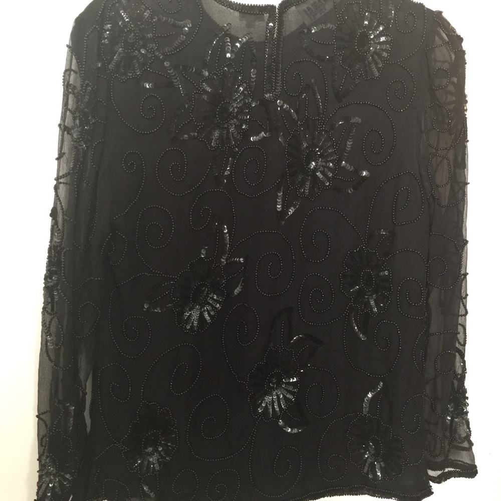 DONATED Silk  Jasjas Designs NewYork black sequin top